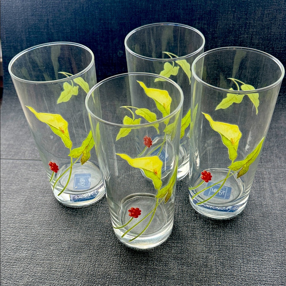 Mikasa Classic Calla - SWO94/412 - Highball Glasses - Blue and Pink Floral
